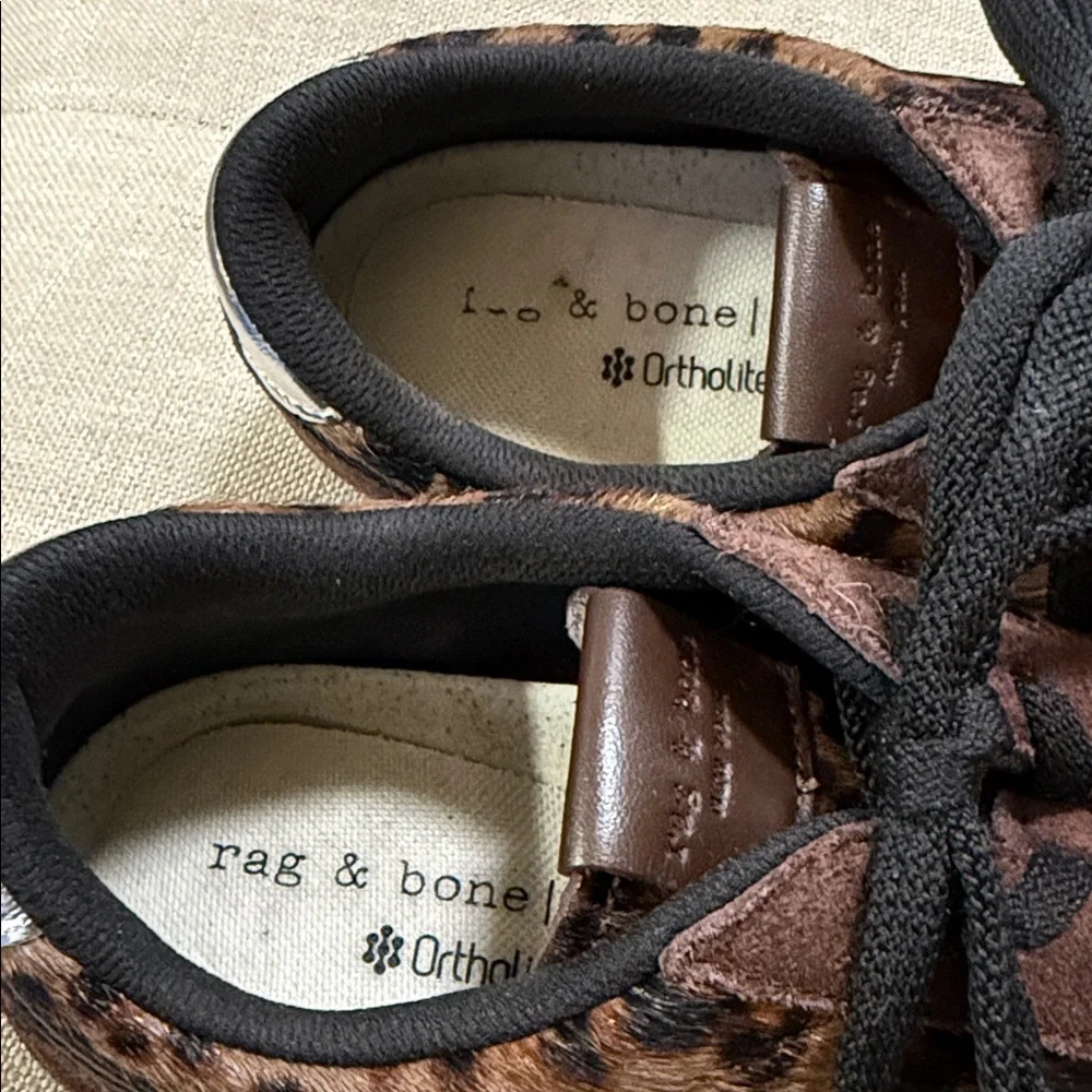 Rag & Bone Ultra Slim Retro Runner Sneaker in Leopard Mocha Size 8 - Picture 5 of 12